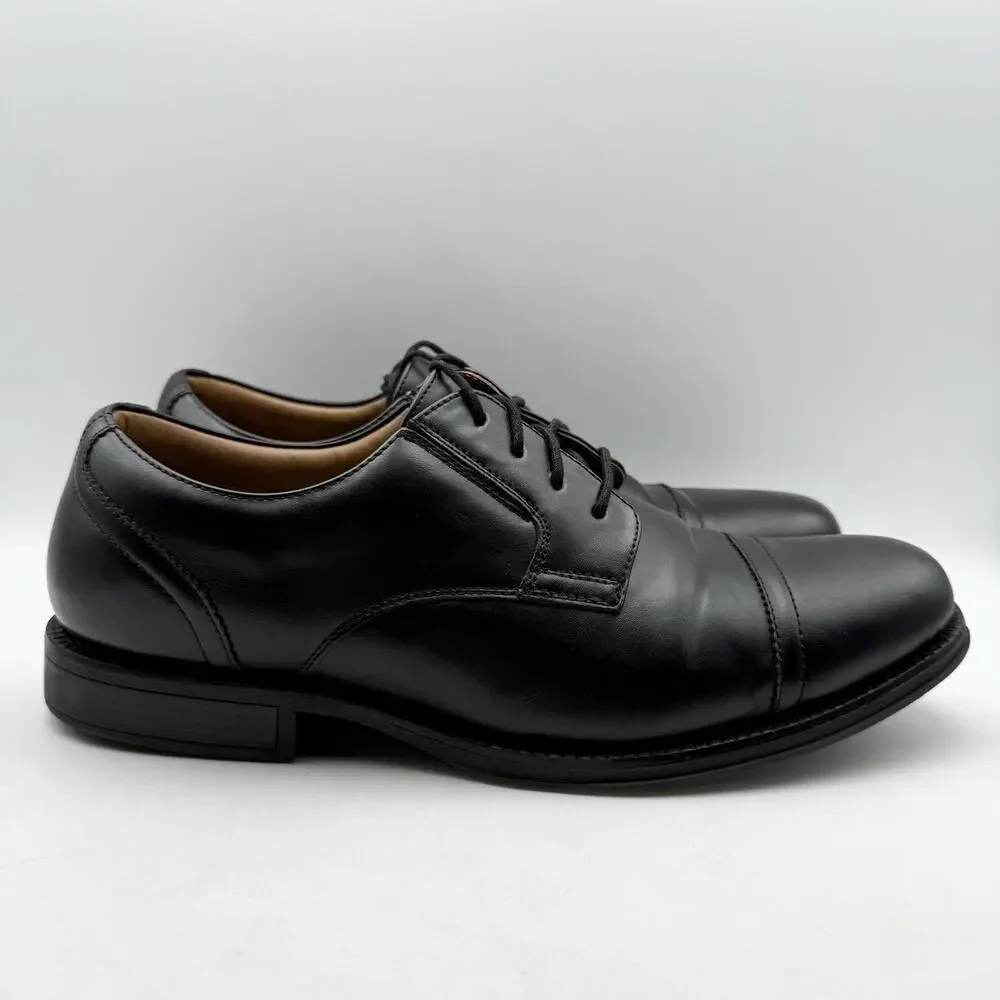 Dockers Mens Garfield Cap Toe Oxford Shoes US 11.5 Wide Black Vegan Leather